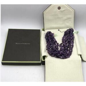 Ross & Simmons 16in Layered Amethyst Gemstone Necklace & Sterling Clasp 184.4g